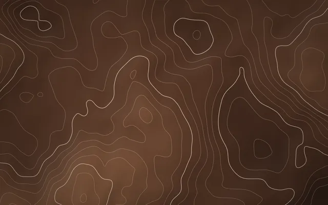 Thin cream contour lines, with heavier index lines, wind over a brown, softly shaded topographic map.