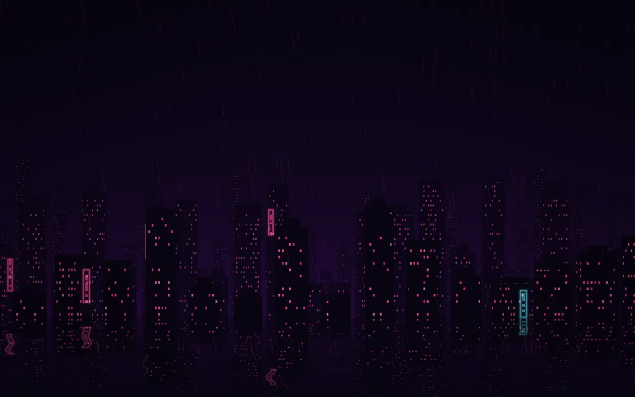 Neon City in the Neon Tokyo palette, a MacScapes scene