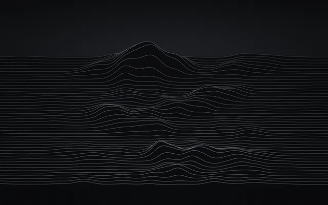 Rows of thin gray lines on black rise into soft peaks near the center, like a ridgeline chart.